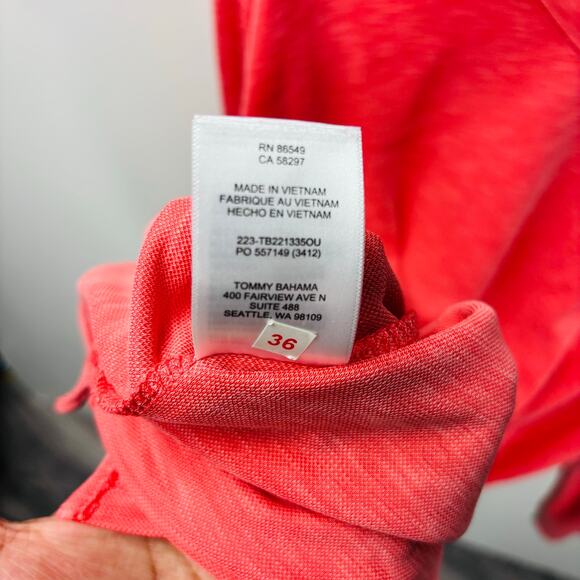 Men’s Tommy Bahama Long Sleeve Paradiso Vee Bright Coral XXXL 0298 - Picture 5 of 7